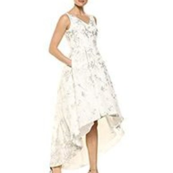 Calvin Klein Women's Metallic High Low Gown Dress - Picture 4 of 8